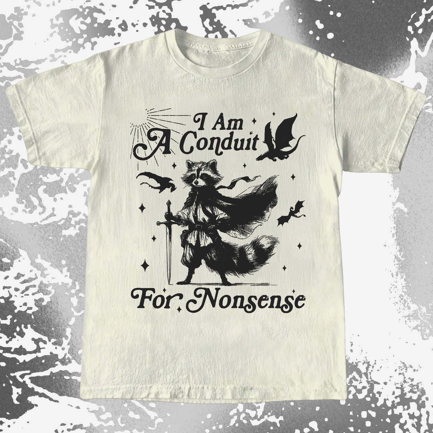 I Am A Conduit For Nonsense Raccoon Wizard Shirt, funny meme tee gift (view 4)