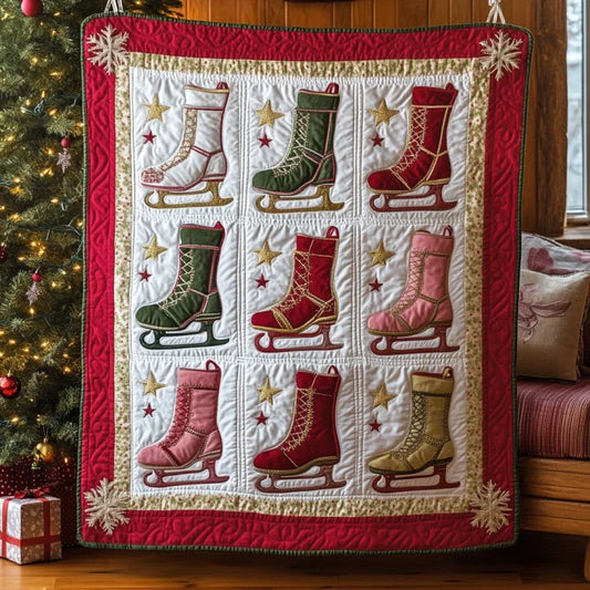 Ice Skating Boots Quilt Blanket