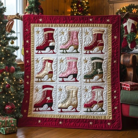 Ice Skating Lovers Quilt Blanket