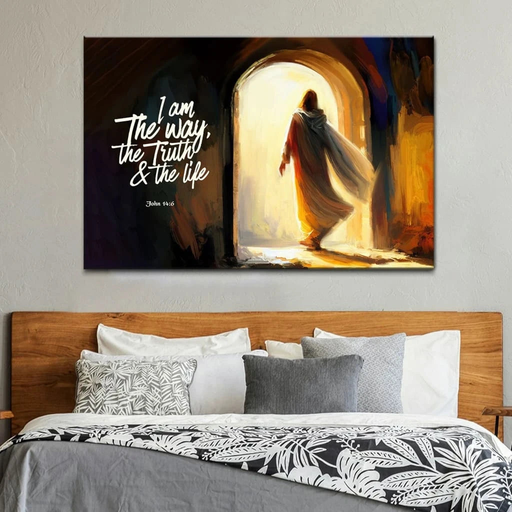 i am the way the truth and the life jesus tomb john 14 6 wall art canvas (Landscape) (view 4)