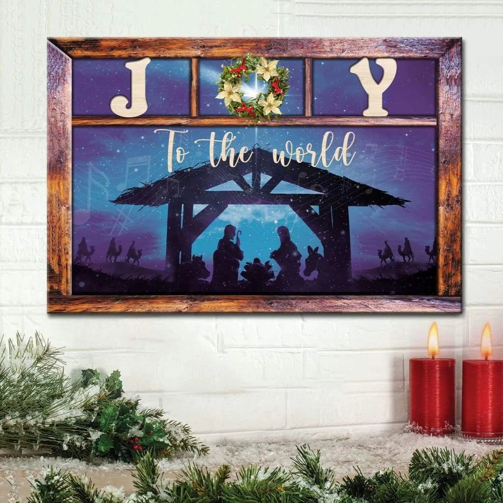 joy to the world jesus born christmas wall art canvas (Landscape) (view 5)