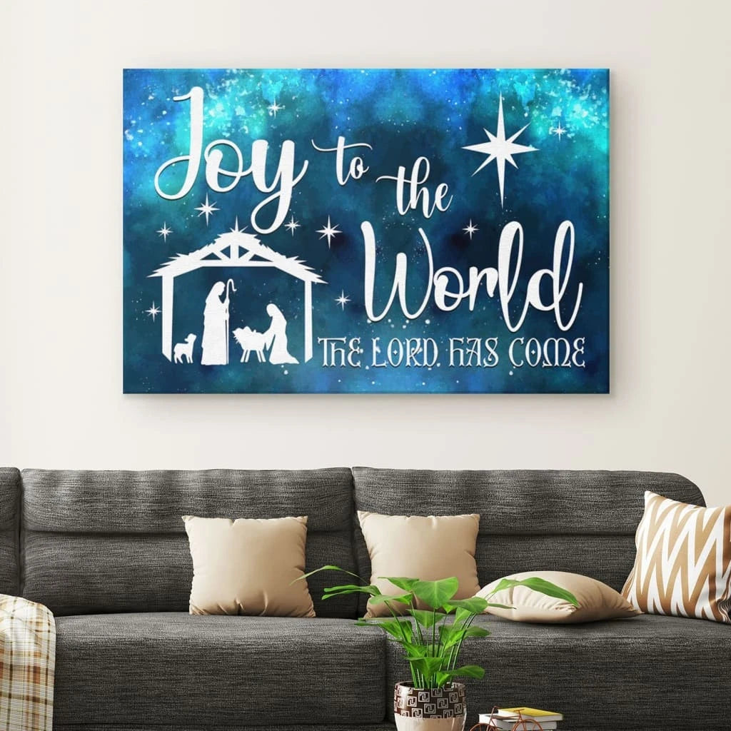 joy to the world the lord has come nativity scene christmas wall art canvas print (Landscape) (view 4)