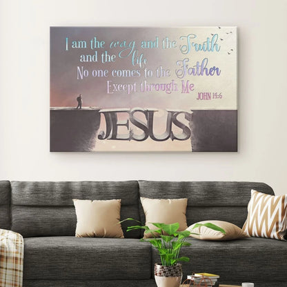 i am the way and the truth and the life john 14 6 bible verse wall art canvas (Landscape) (view 4)
