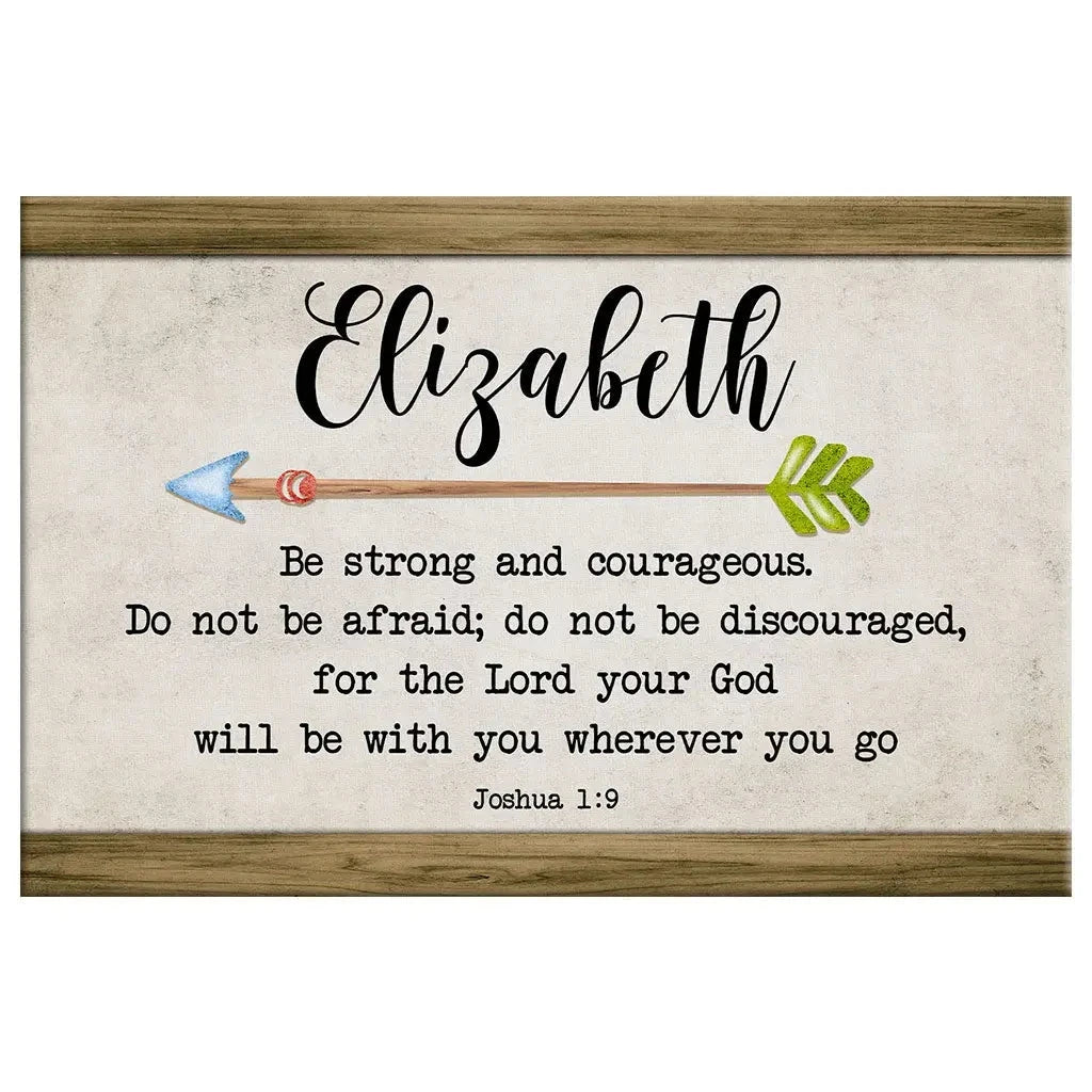 personalized be strong and courageous joshua 1 9 wall art canvas with custom name (Landscape) (view 4)