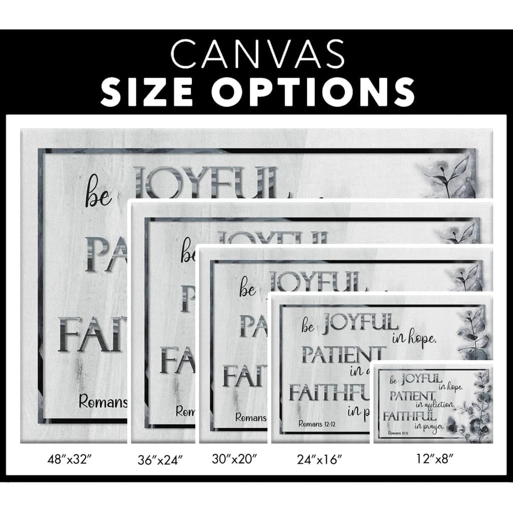 romans 12 12 wall art canvas be joyful patient faithful christian decor (Landscape) (view 3)