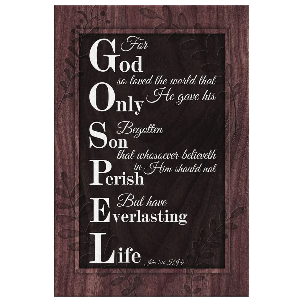 john 3 16 kjv for god so loved the world rustic scripture canvas wall art (view 3)