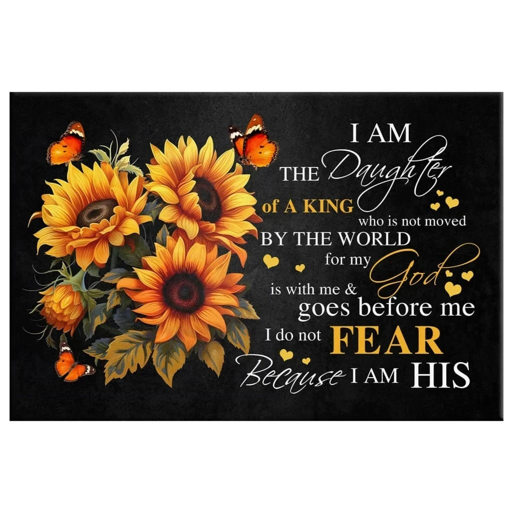 christian wall art i am the daughter of a king canvas butterfly sunflower (Landscape) (view 3)