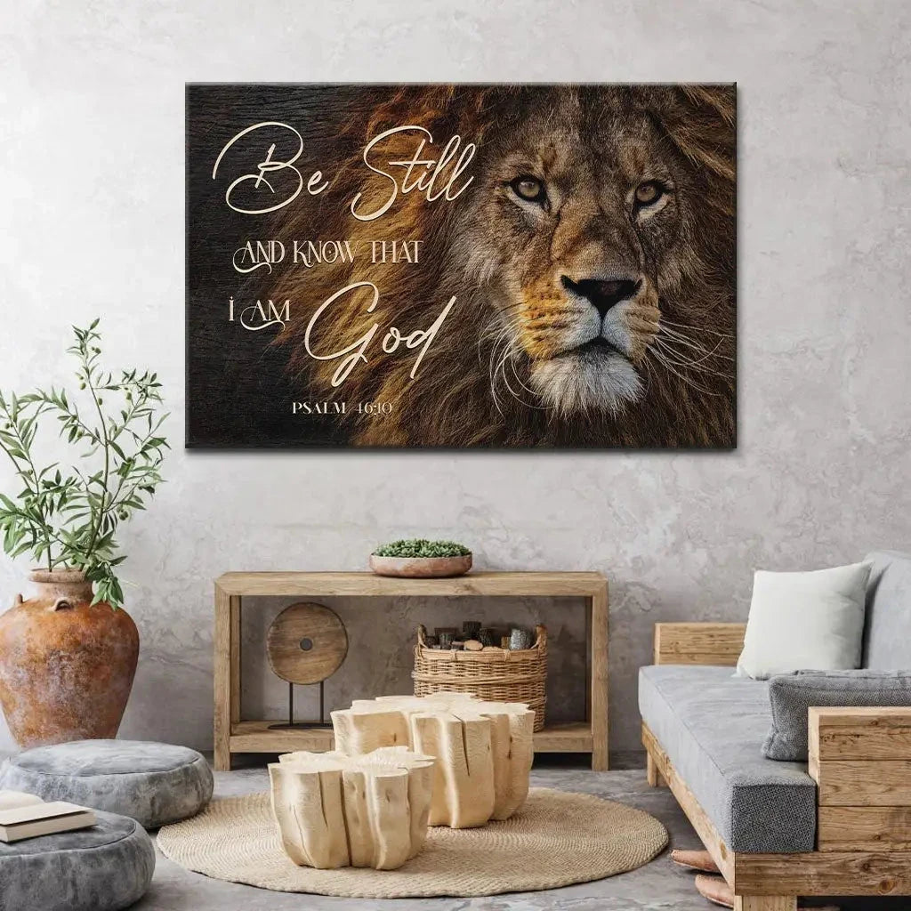 be still and know that i am god lion of judah christian wall art canvas (Landscape) (view 5)