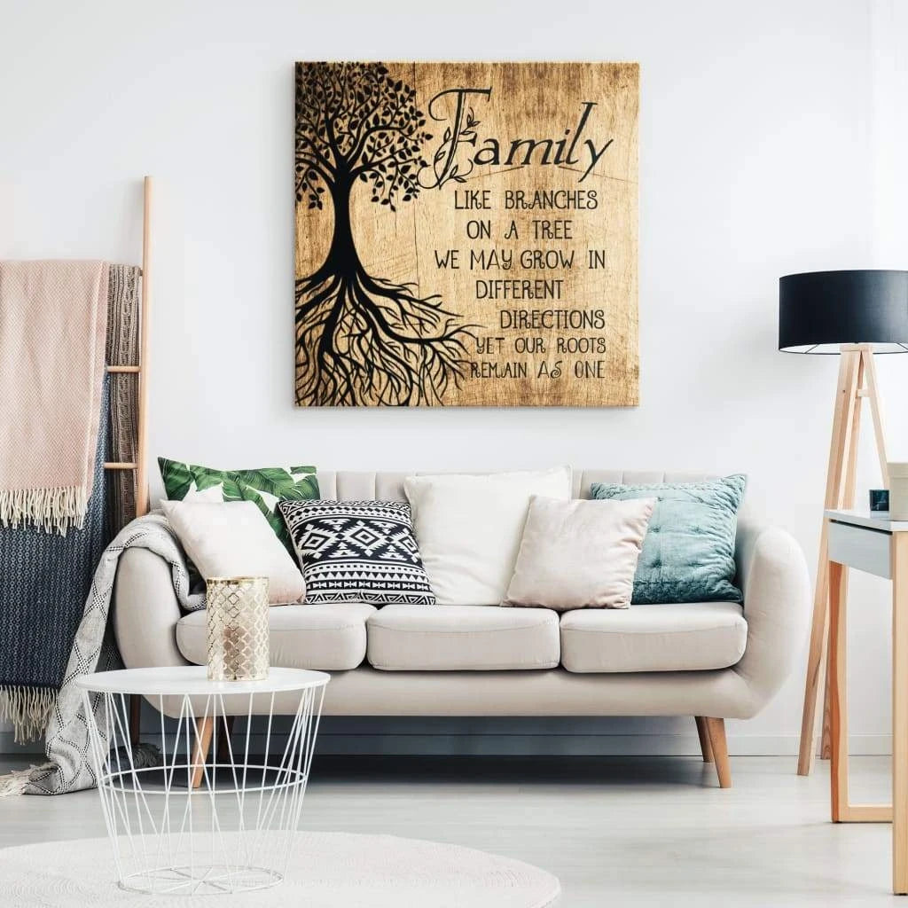 family like branches on a tree wall art canvas print (Landscape) (view 4)