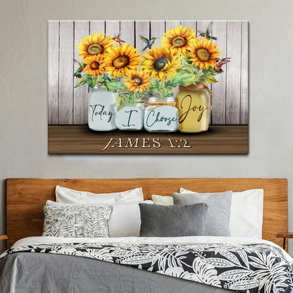 today i choose joy james 1 2 wall art canvas sunflower vase hummingbird (Landscape) (view 3)