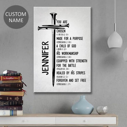 personalized chosen made for a purpose child of god wall art canvas with custom name (view 3)