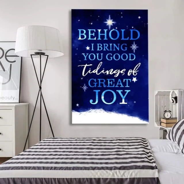 behold i bring you good tidings of great joy christmas wall art canvas (view 4)