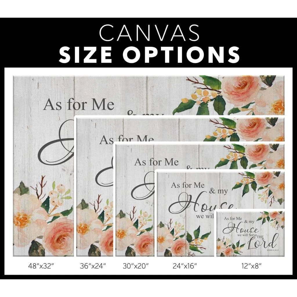 floral joshua 24 15 as for me and my house bible verse wall art canvas (Landscape) (view 3)