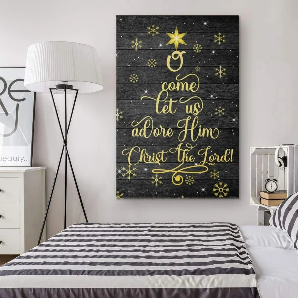 o come let us adore him christ the lord christmas wall art canvas (Landscape) (view 5)