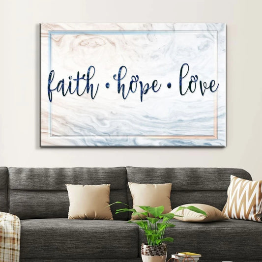 rustic faith hope love wall art canvas christian wall decor (Landscape)