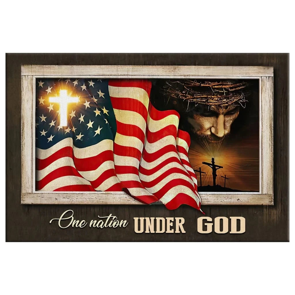 patriotism christian one nation under god wall art canvas (Landscape) (view 2)