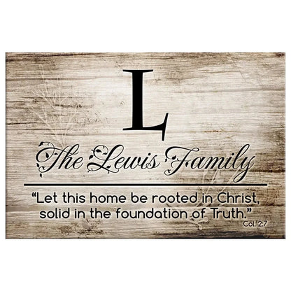 personalized let this home be rooted in christ wall art canvas with custom family name initial (view 2)