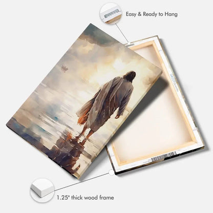 jesus walking on water wall art canvas print (view 6)