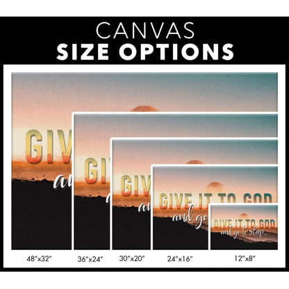 give it to god and go to sleep sunset christian wall art canvas (Landscape) (view 3)