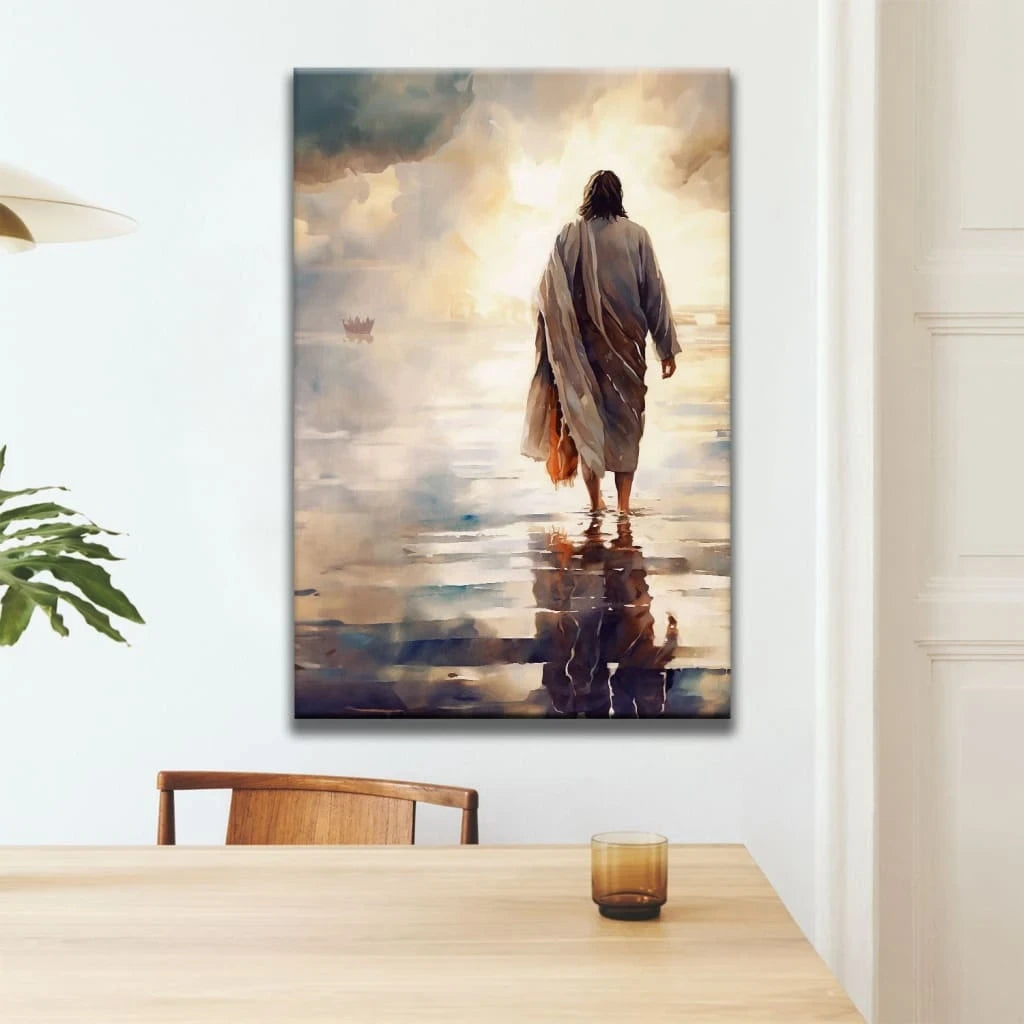 jesus walking on water wall art canvas print (view 7)