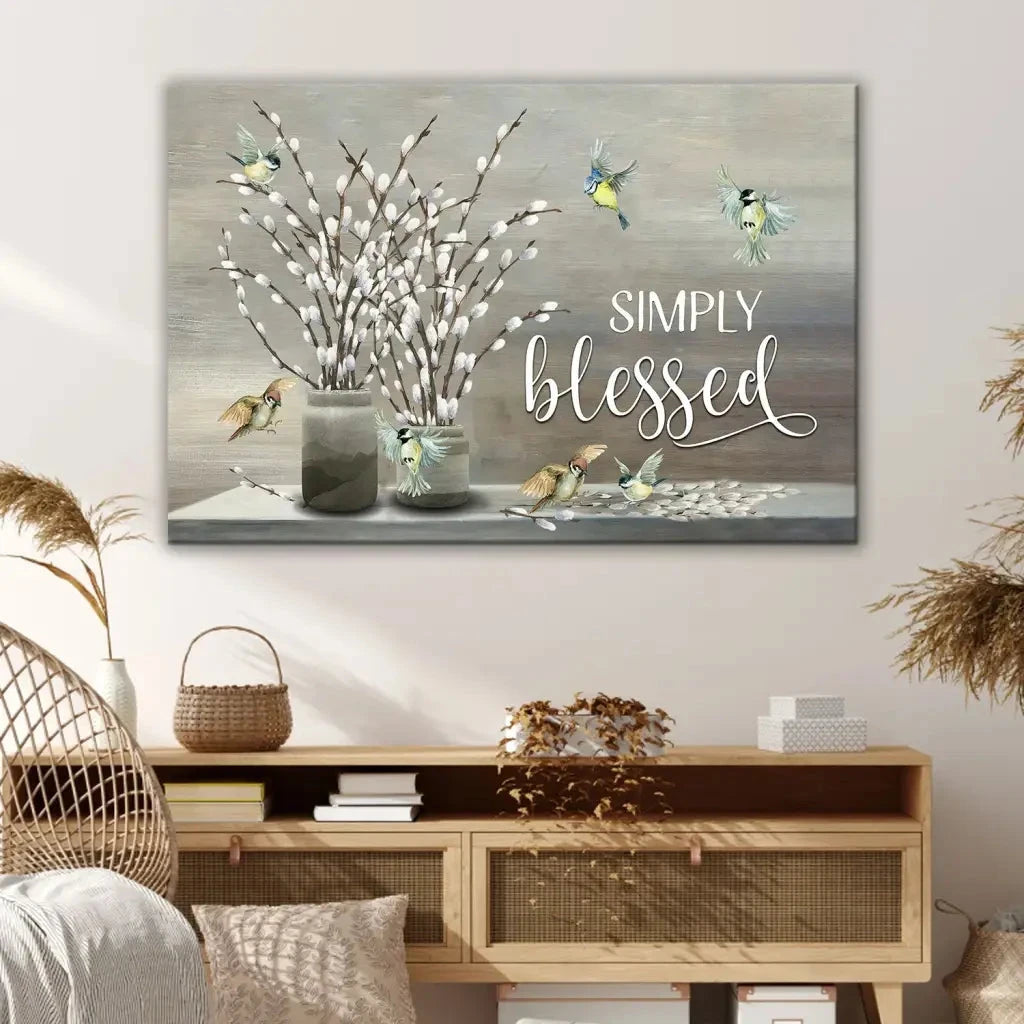 simply blessed wall art canvas christian wall art (Landscape) (view 5)