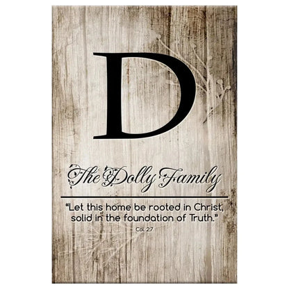 personalized let this home be rooted in christ wall art canvas with custom family name initial (view 4)