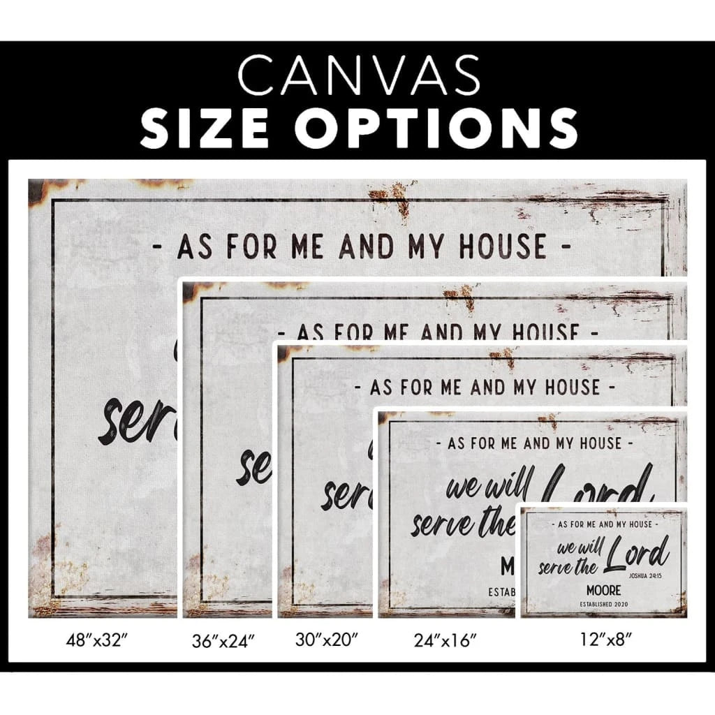 personalized as for me and my house custom family name and established year wall art canvas (Landscape) (view 3)