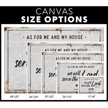personalized as for me and my house custom family name and established year wall art canvas (Landscape) (view 3)
