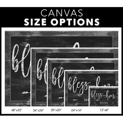 personalized bless this home christian wall art canvas with family name (Landscape) (view 3)