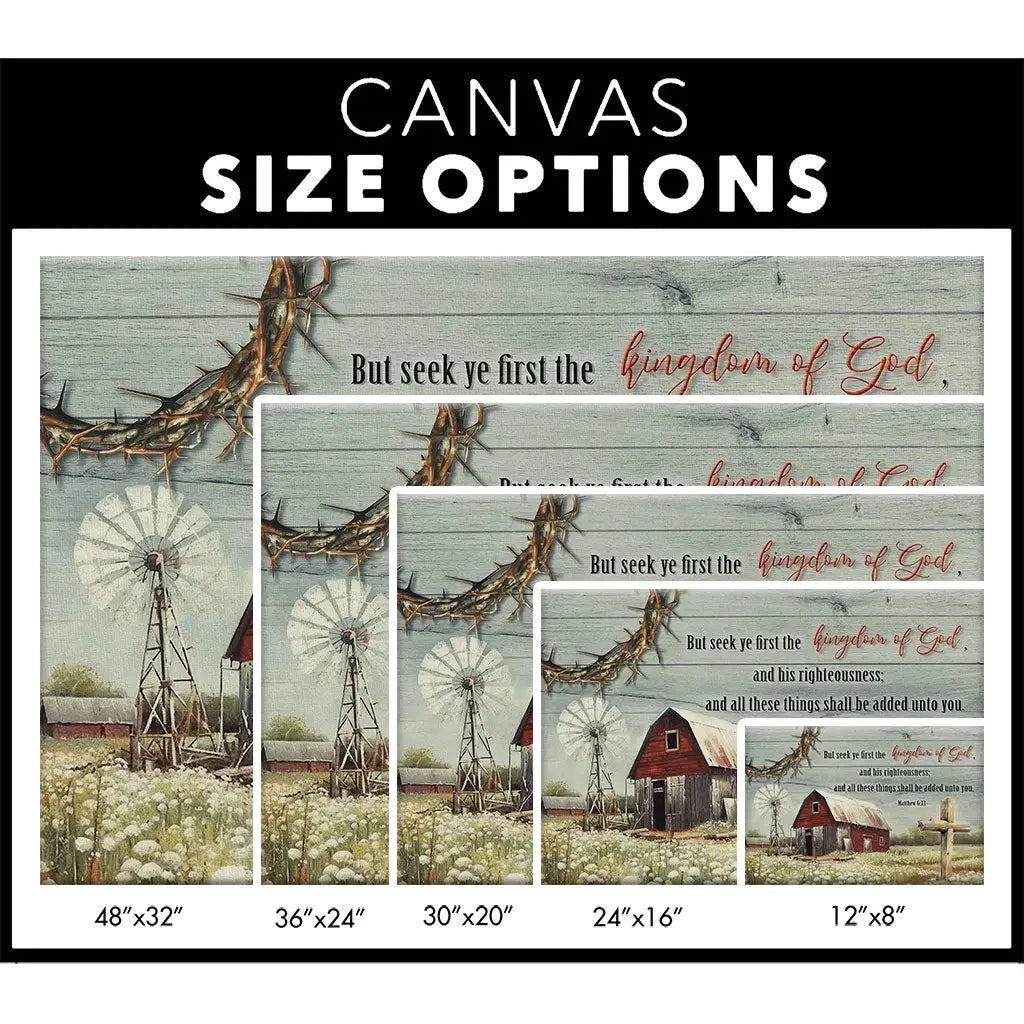 but seek ye first the kingdom of god old farm barn flower wall art canvas (Landscape) (view 5)