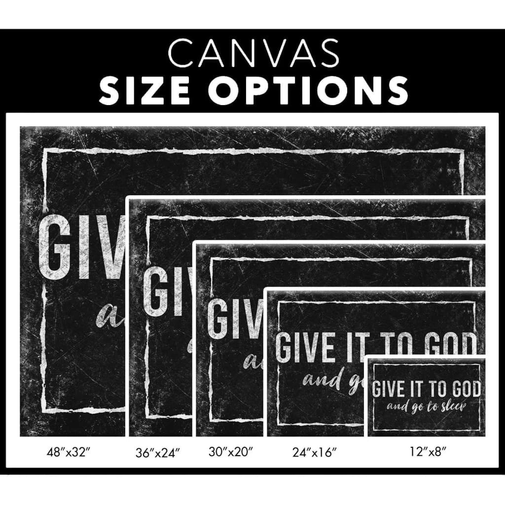 modern farmhouse give it to god and go to sleep christian wall art canvas (Landscape) (view 2)
