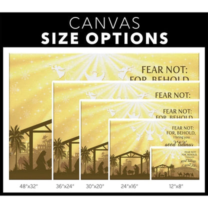 good tidings of great joy christmas nativity scene wall art canvas (Landscape) (view 4)