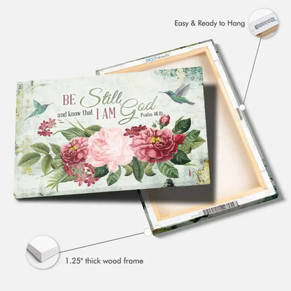 be still and know that i am god vintage flower hummingbird wall art canvas (view 7)