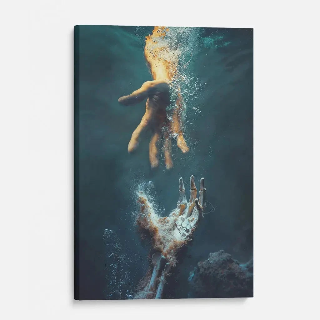 the hand of god jesus reaching into water wall art canvas (Landscape) (view 6)