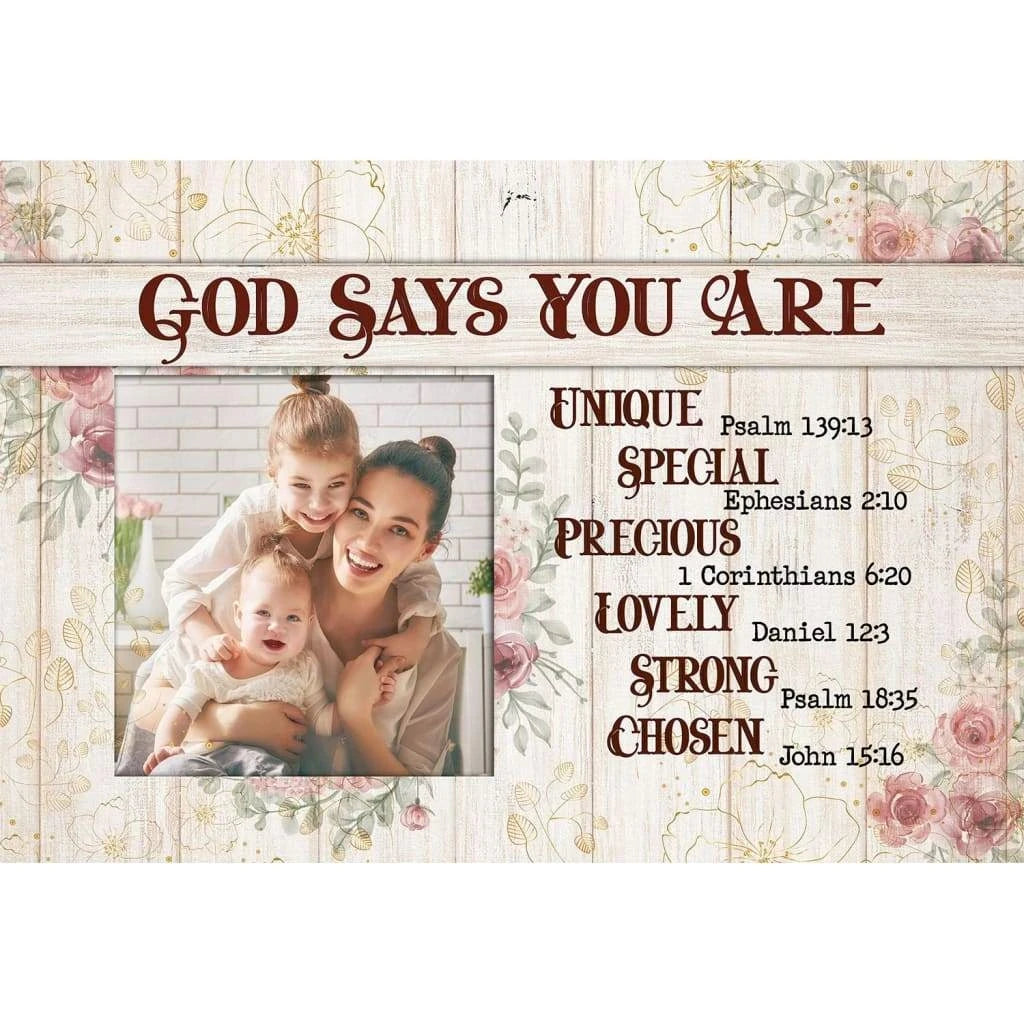 personalized god says you are christian wall art canvas with custom photo (Landscape) (view 5)