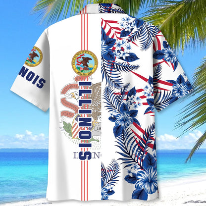 Illinois State Hawaiian Shirt Blue