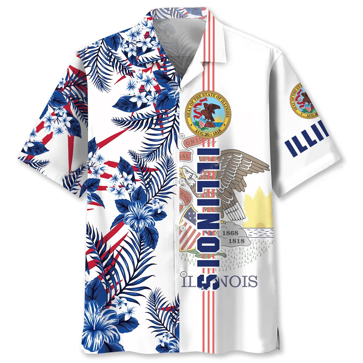 Illinois State Hawaiian Shirt Blue