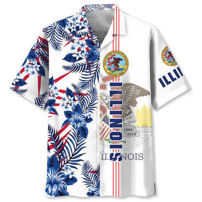 Illinois State Hawaiian Shirt Blue