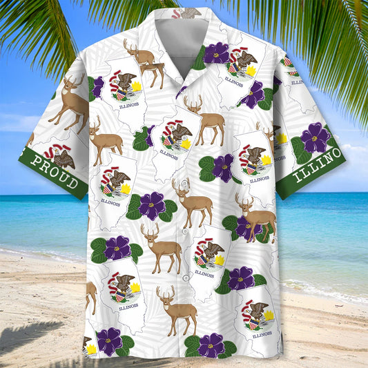 Illinois State Proud Hawaiian Shirt - S - hawaiian shirt