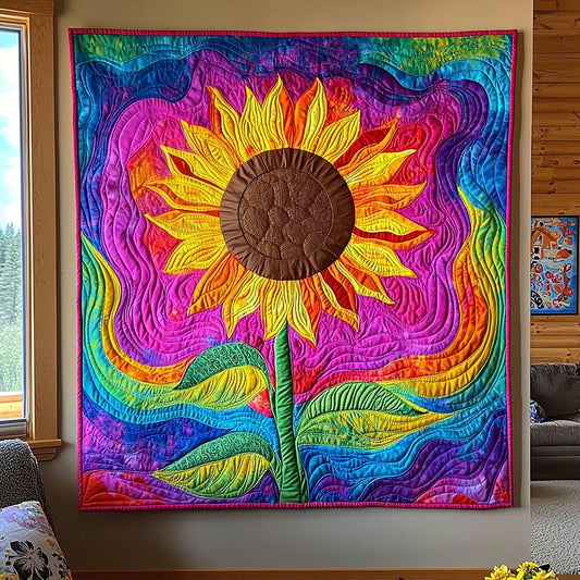 Illusion Sunflower Quilt Blanket