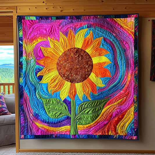 Illusion Sunflower Quilt Blanket