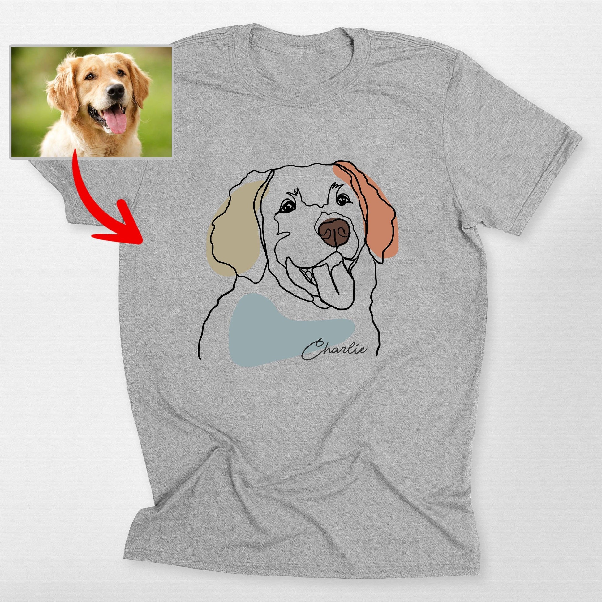 Impressive Custom Outline Portrait T-Shirt for Dog, custom pet portrait gift for pet lovers