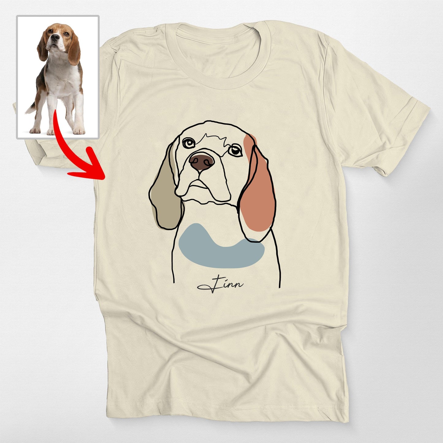 Impressive Custom Outline Portrait T-Shirt for Dog, custom pet portrait gift for pet lovers (view 3)