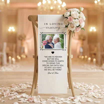 In Loving Memory Photo Wedding Chair Sign Personalized Memorial Seat Sign With Picture, gentle memorial keepsake