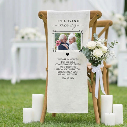 In Loving Memory Photo Wedding Chair Sign Personalized Memorial Seat Sign With Picture, gentle memorial keepsake (view 2)