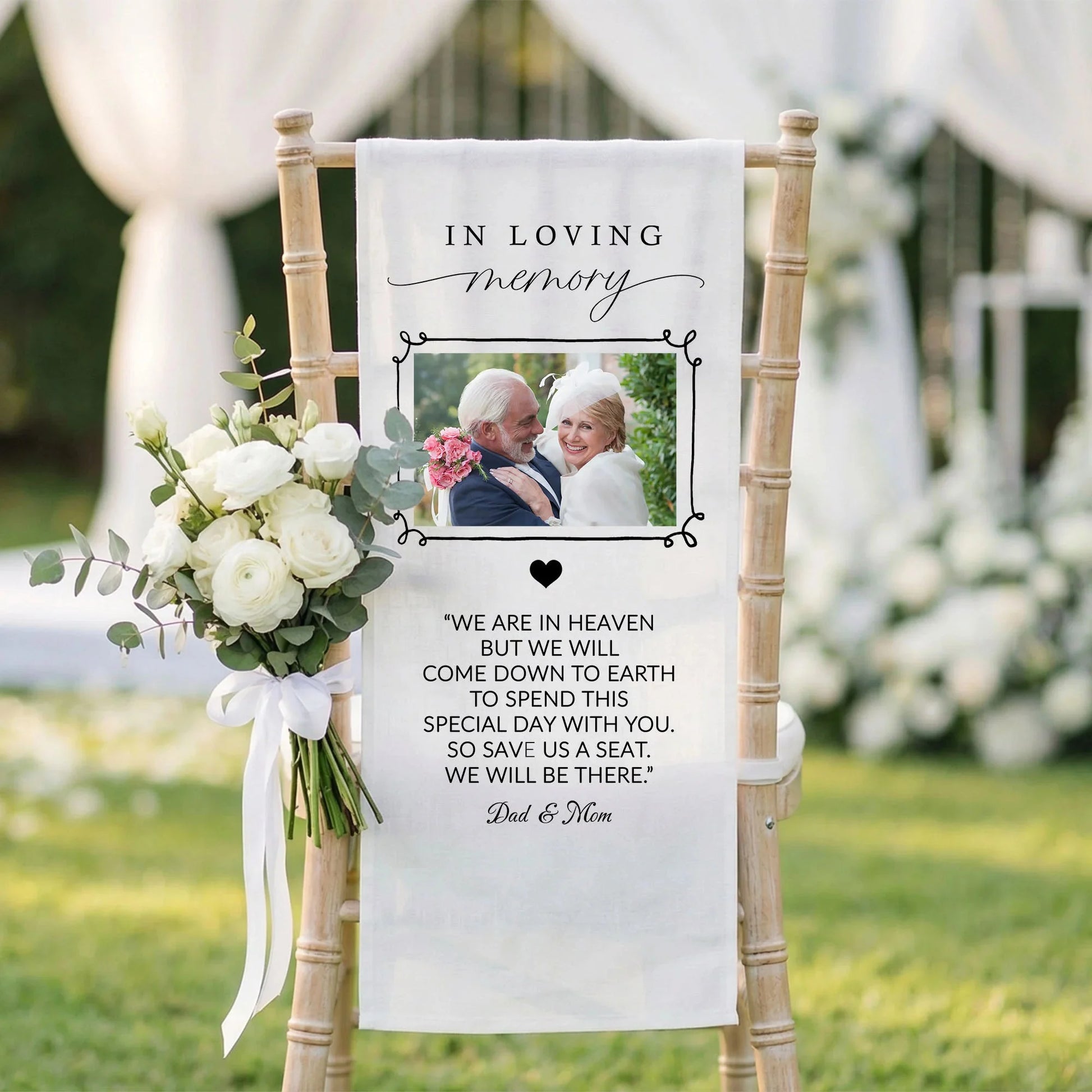 In Loving Memory Photo Wedding Chair Sign Personalized Memorial Seat Sign With Picture, gentle memorial keepsake (view 4)