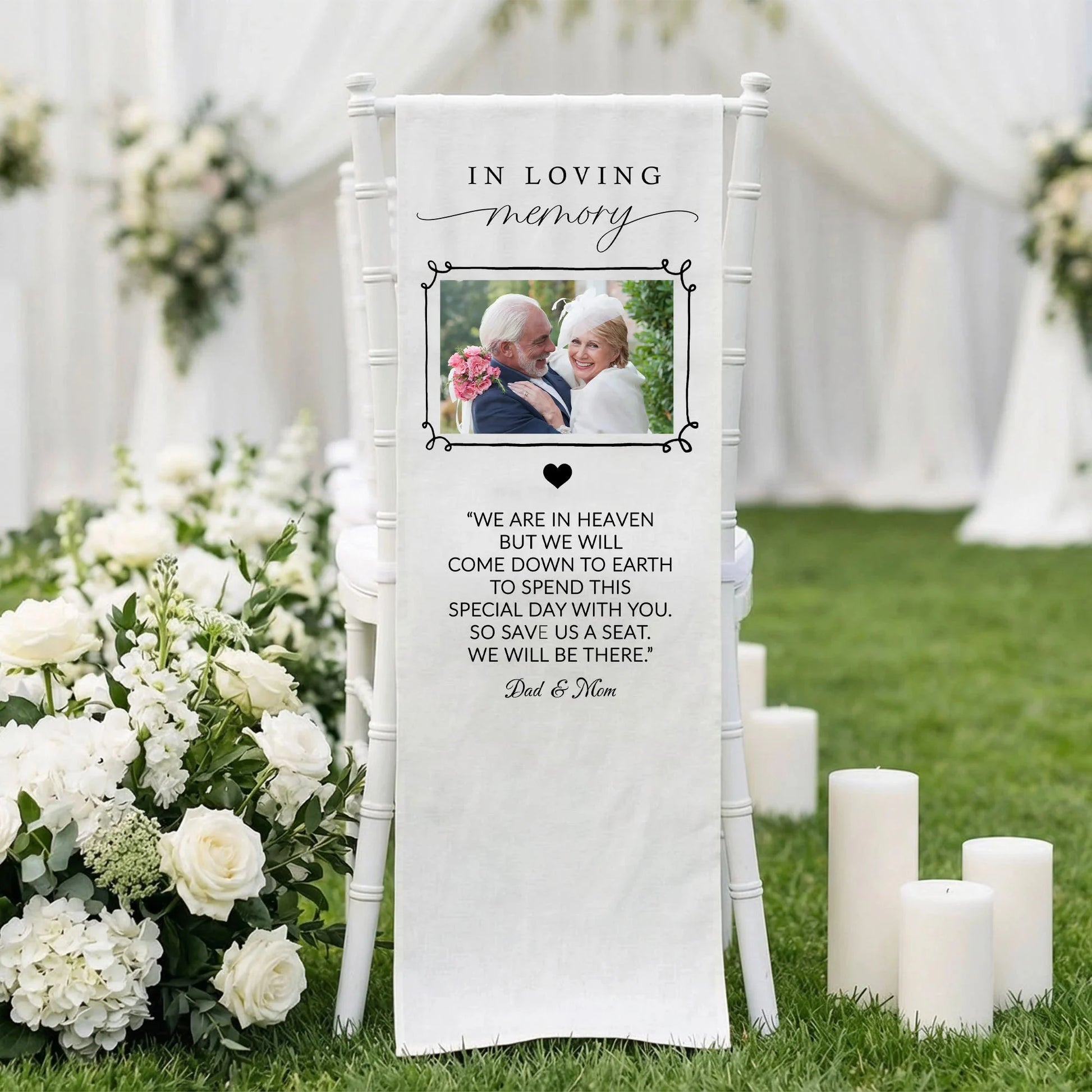 In Loving Memory Photo Wedding Chair Sign Personalized Memorial Seat Sign With Picture, gentle memorial keepsake (view 6)