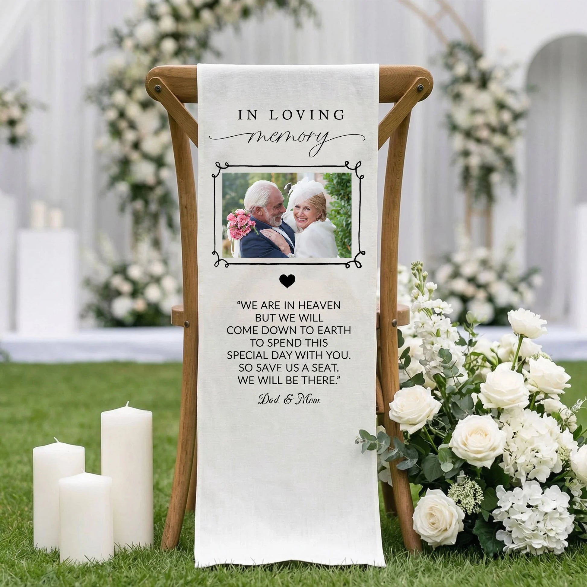In Loving Memory Photo Wedding Chair Sign Personalized Memorial Seat Sign With Picture, gentle memorial keepsake (view 7)
