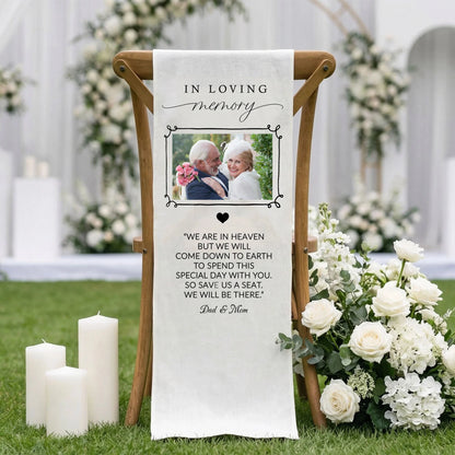 In Loving Memory Photo Wedding Chair Sign Personalized Memorial Seat Sign With Picture, gentle memorial keepsake (view 7)
