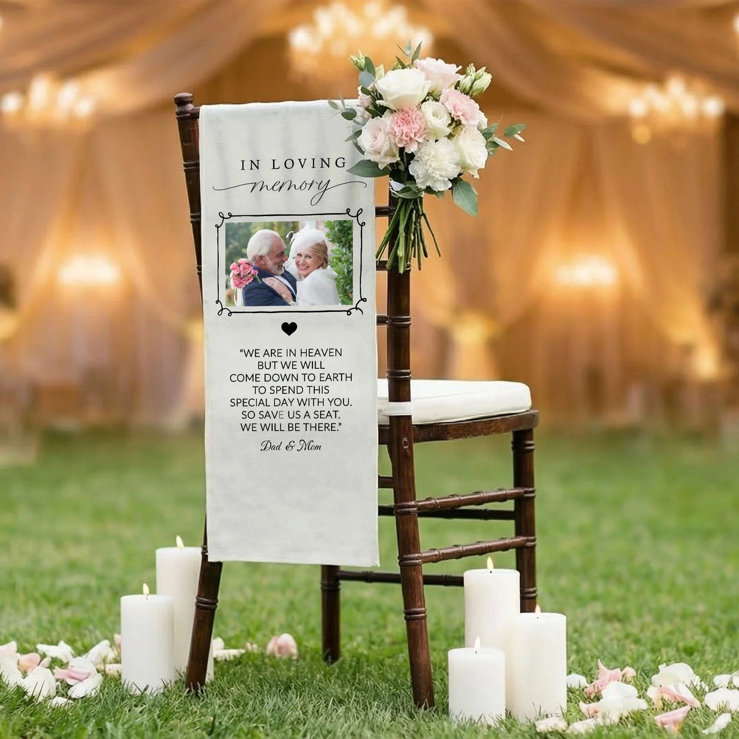 In Loving Memory Photo Wedding Chair Sign Personalized Memorial Seat Sign With Picture, gentle memorial keepsake (view 8)